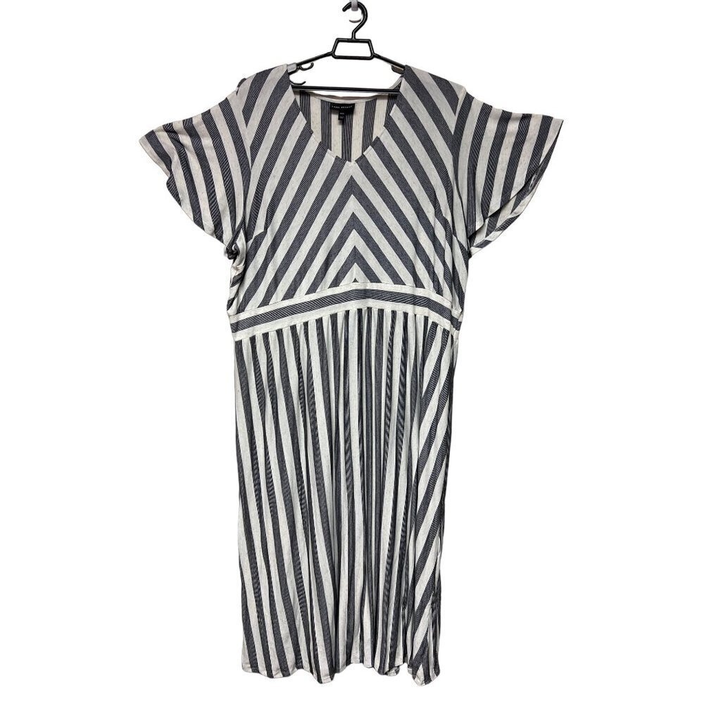 Lane Bryant Short Sleeve Stripe Midi Dress Black White Women's 38/40